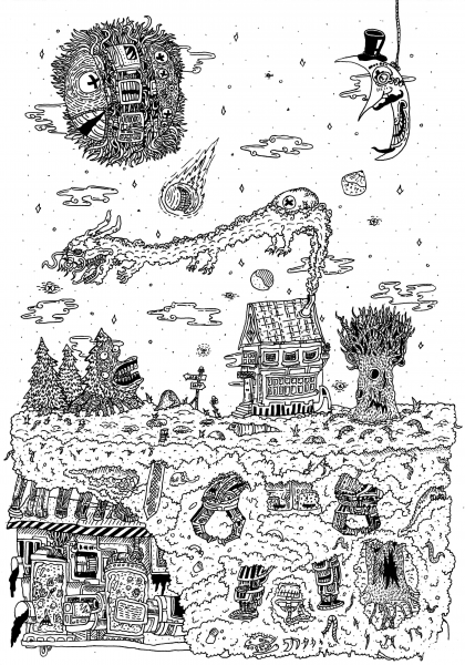 Village by Kris Man coloring page image