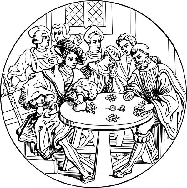 Vintage 16Th Century Gambling coloring page image