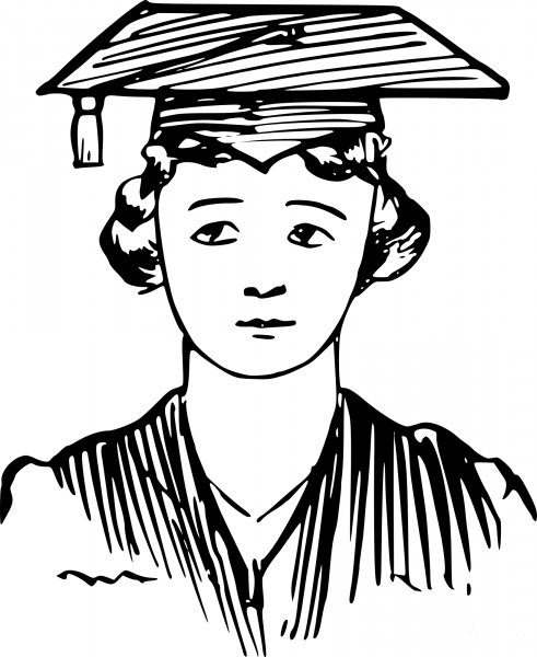 Vintage 1920 Graduating Student Female coloring page image