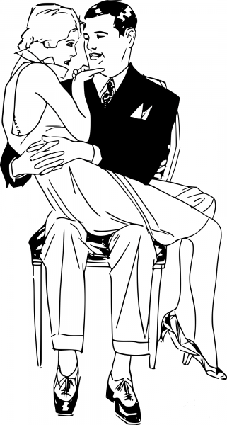 Vintage 1934 Couple coloring page image