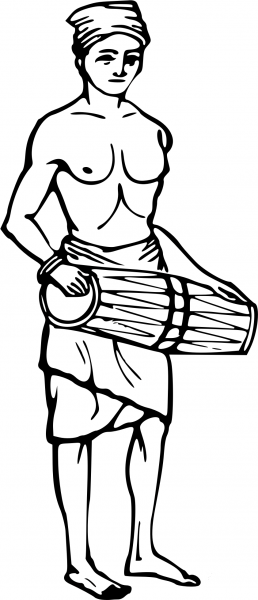 Vintage 19Th Century Sinhalese Drummer coloring page image