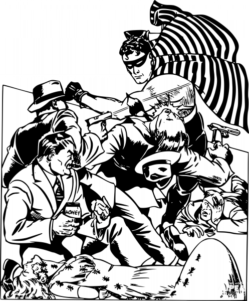 Vintage Action Scene coloring page image