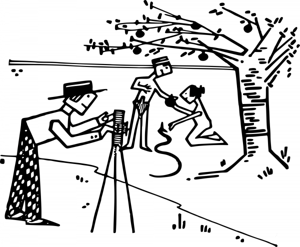 Vintage Adam and Eve Film coloring page image