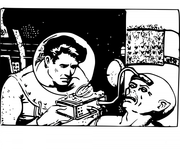 Vintage Alien Brain Reader coloring page image