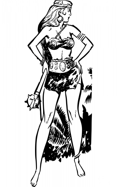 Vintage Amazon with Club coloring page image