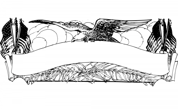Vintage American Eagle Banner coloring page image