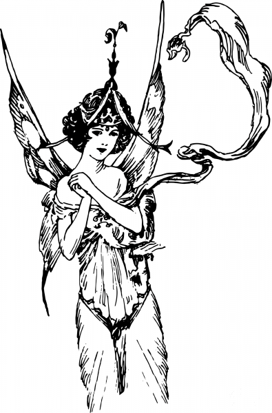 Vintage Angel Wings Lady coloring page image