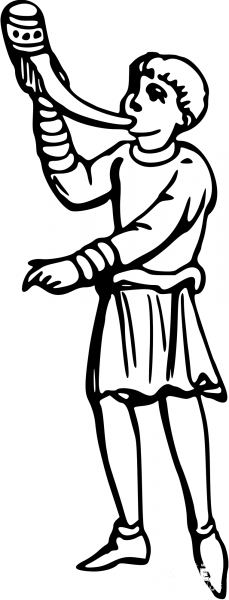 Vintage Anglosaxon Minstrel coloring page image