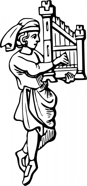 Vintage Anglosaxon Minstrel coloring page image