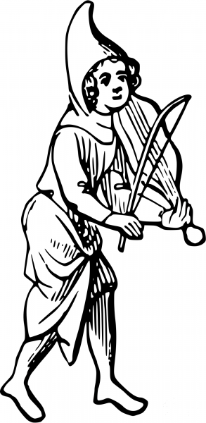Vintage Anglosaxon Minstrel coloring page image