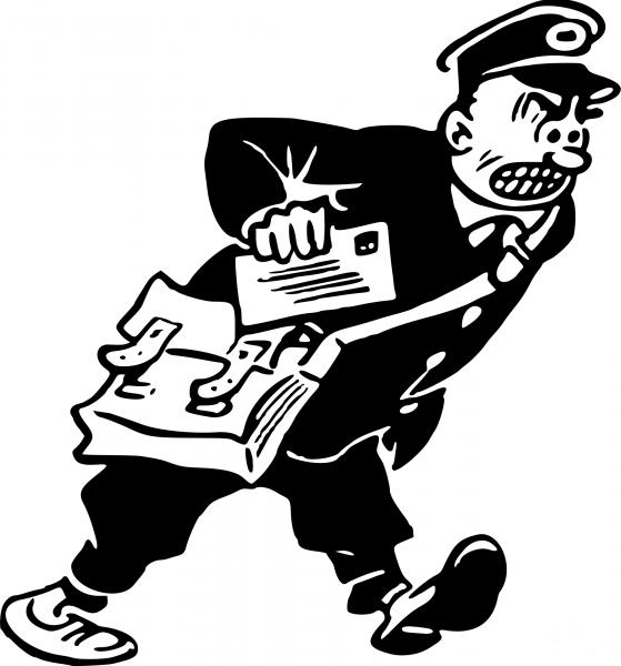 Vintage Angry Postman coloring page image