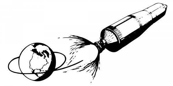 Vintage Apollo 11 Rocket in Space coloring page image