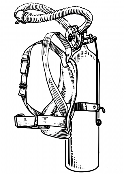 Vintage Aqualung coloring page image