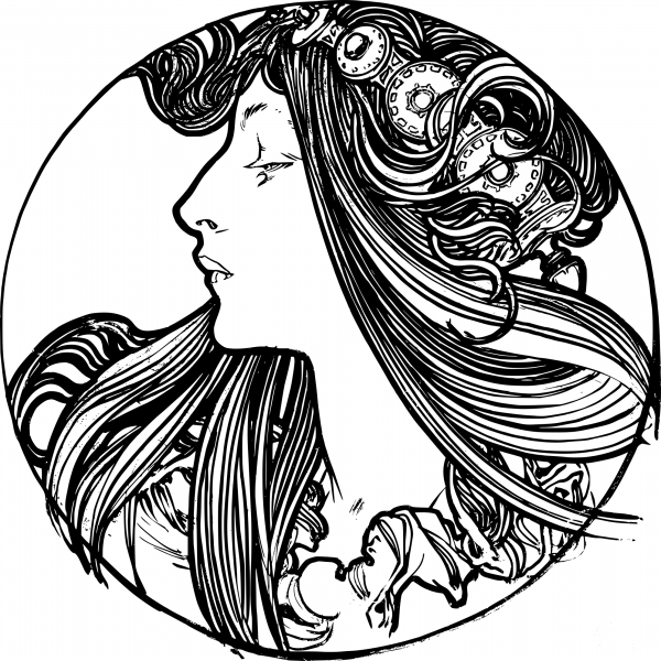 Vintage Art Nouveau Woman coloring page image