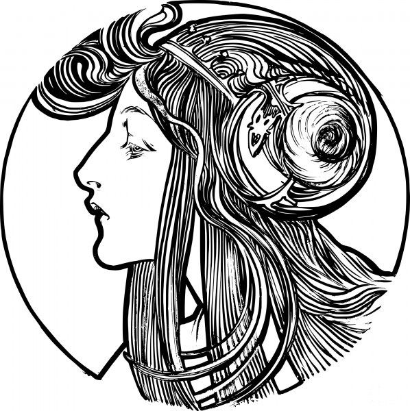 Vintage Art Nouveau Woman coloring page image