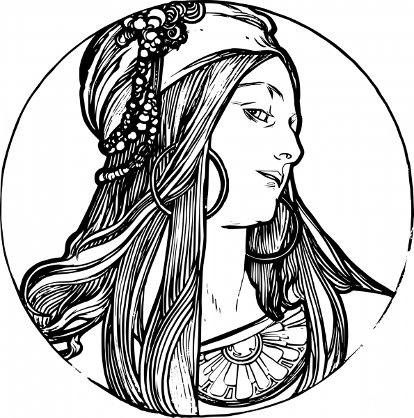 Vintage Art Nouveau Woman coloring page image