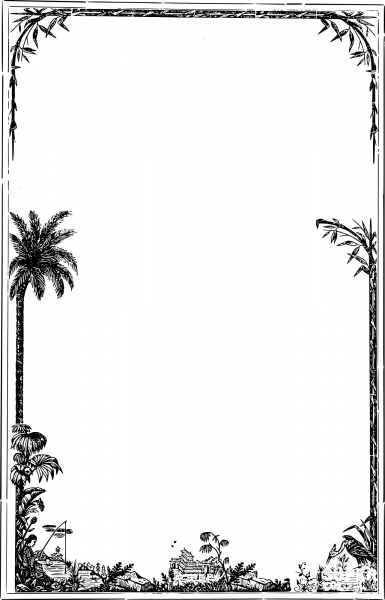 Vintage Asian Travel Frame coloring page image