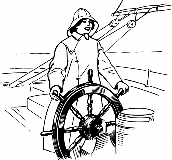 Vintage at the Helm coloring page image