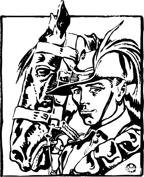 Vintage Australian Light Horse coloring page image