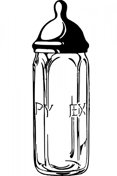 Vintage Baby Bottle Black and White coloring page image