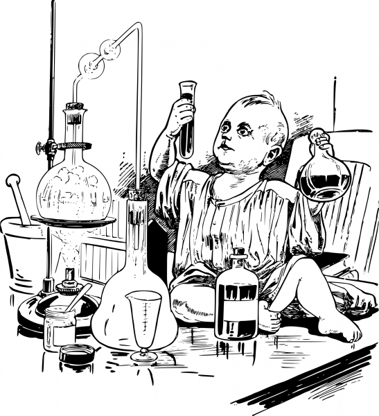 Vintage Baby Scientist coloring page image