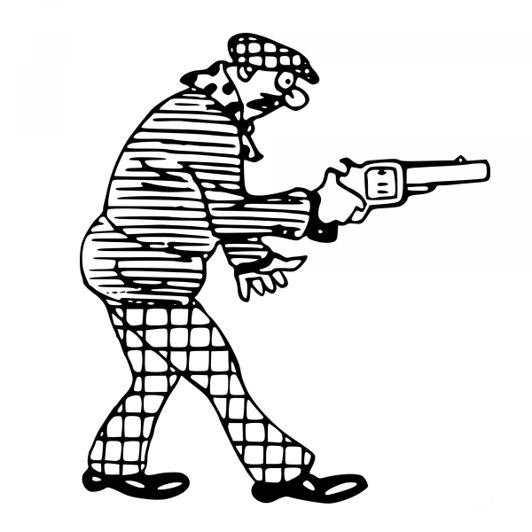 Vintage Bad Guy with a Gun coloring page image