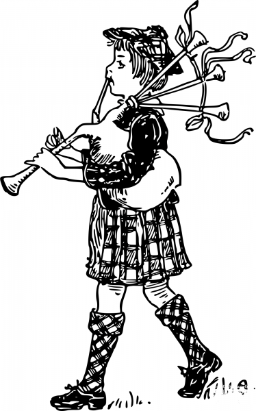 Vintage Bag Pipes Boy coloring page image