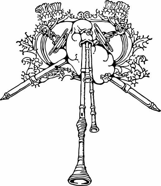 Vintage Bagpipes coloring page image