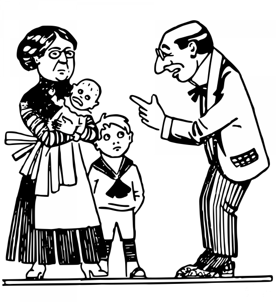 Vintage Bald Dad and Mum coloring page image