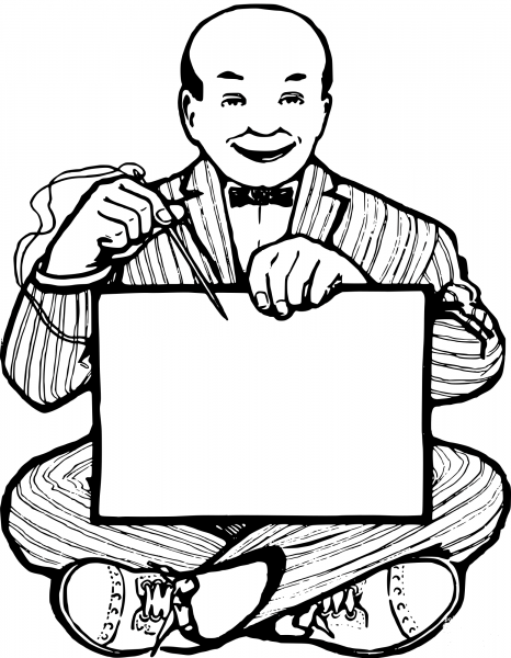 Vintage Bald Needle Man Frame coloring page image