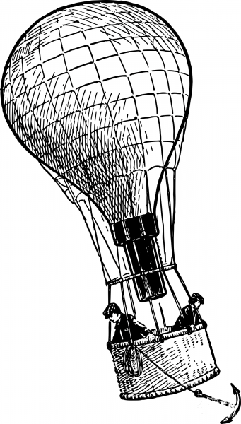 Vintage Balloon and Anchor coloring page image
