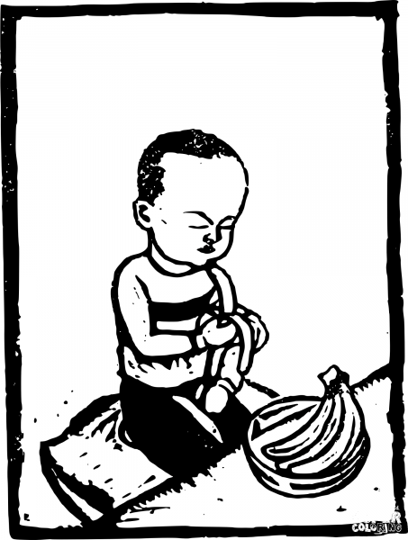 Vintage Banana Boy coloring page image