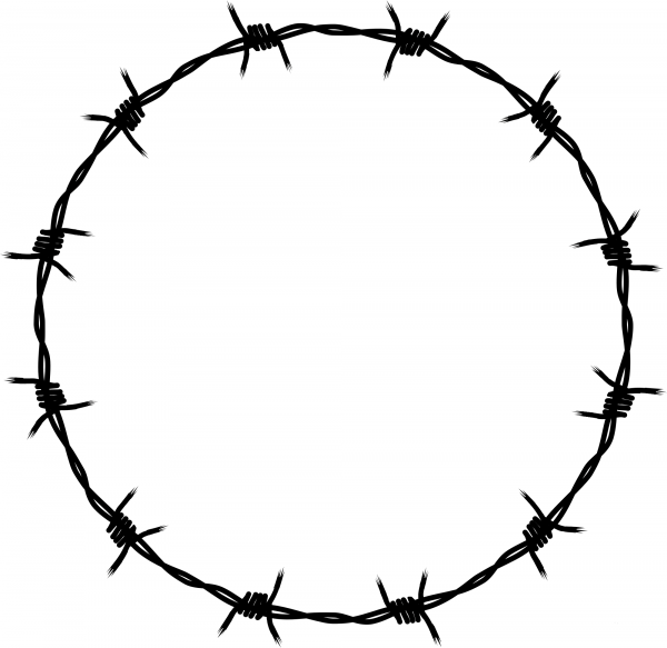 Vintage Barbed Wire Frame coloring page image