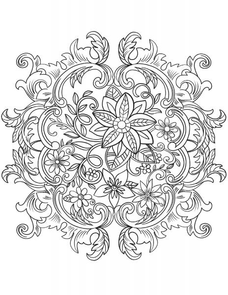 Vintage Baroque Flowers coloring page image
