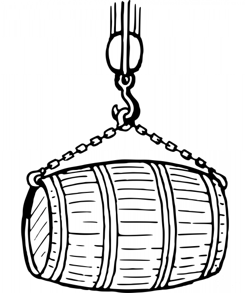 Vintage Barrel in a Sling coloring page image