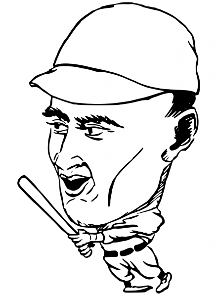 Vintage Baseball Batter Guy coloring page image