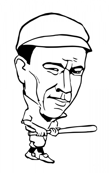 Vintage Baseball Batter Guy coloring page image
