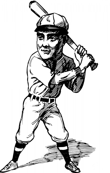 Vintage Baseball Player coloring page image