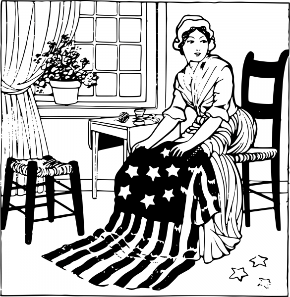 Vintage Basic Betsy Ross coloring page image