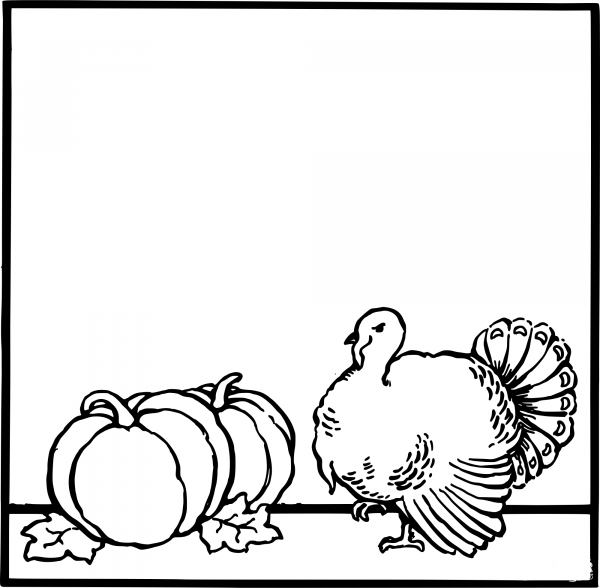 Vintage Basic Thanksgiving Day Frame coloring page image