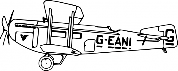Vintage Bat Commercial Mark I Biplane coloring page image