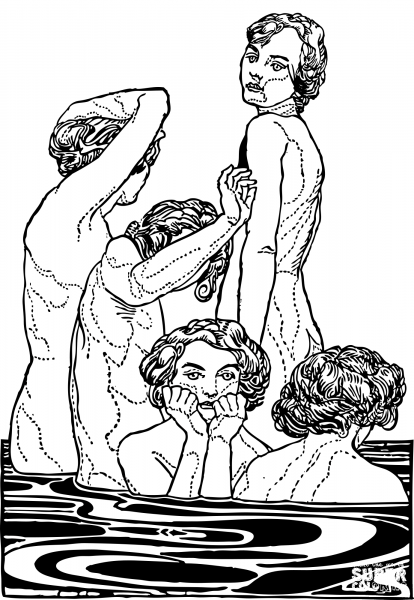 Vintage Bathers Remix coloring page image