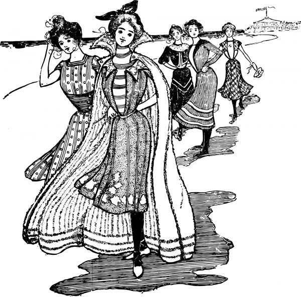 Vintage Bathing Suits 1900 coloring page image