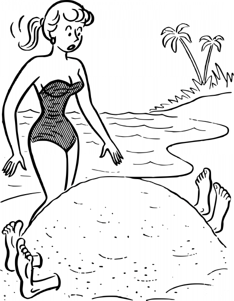 Vintage Beach Comic coloring page image