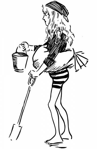 Vintage Beach Girl coloring page image