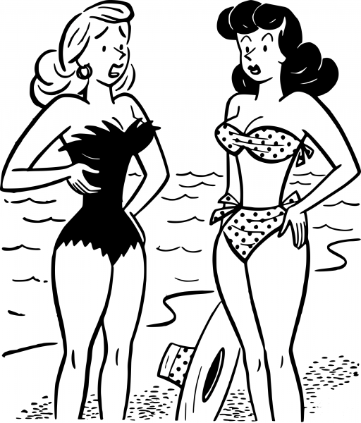 Vintage Beach Gossip coloring page image