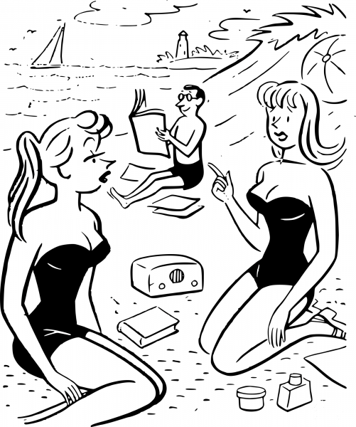 Vintage Beach Talking coloring page image