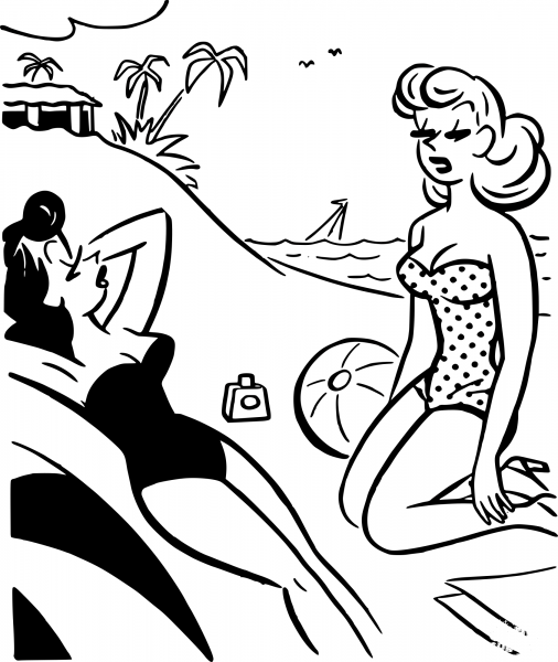 Vintage Beach Talking coloring page image