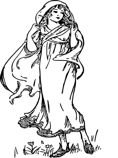 Vintage Beautiful Lady coloring page image
