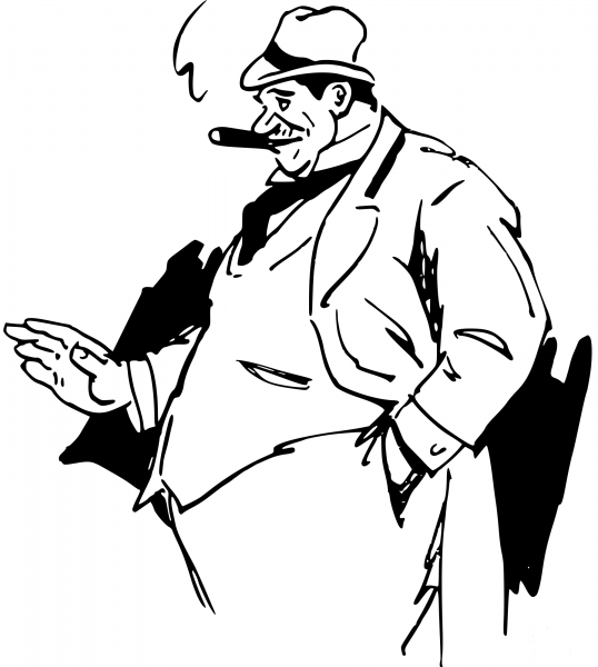 Vintage Big Boss Man Smokes coloring page image